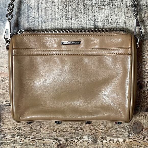 Rebecca Minkoff Mini Mac Crossbody Bag Purse Tan Leather Chain Strap - Picture 7 of 13